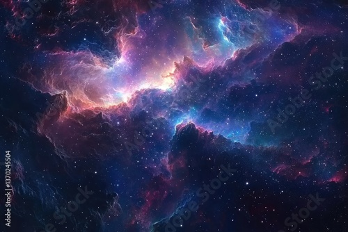 Colorful nebulae and stars illuminate the vast expanse of space