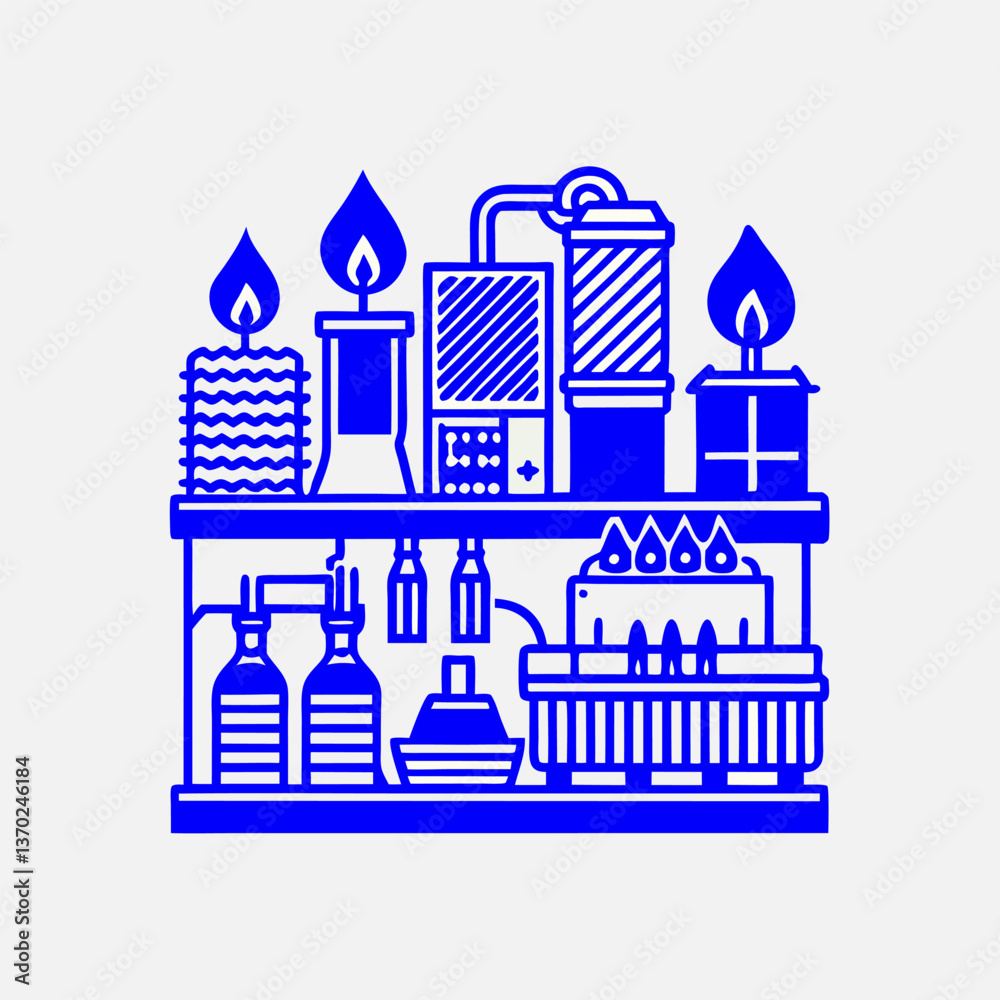 A flat-style vector illustration of candle making process. A flat-style vector illustration of candle making process.