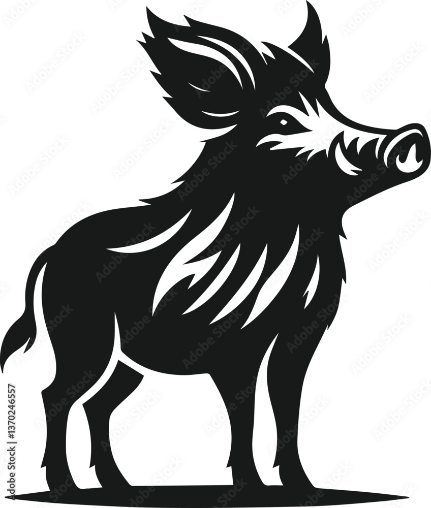 Fototapeta premium Wild boar animal silhouette vector