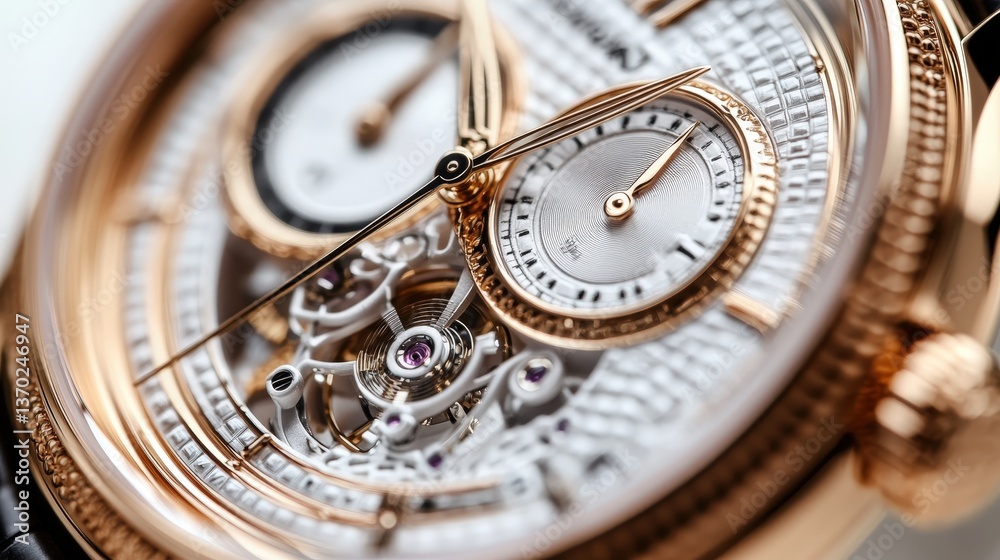 wristwatch with intricate details, elegantly displayed on a white background. wristwatch with intricate details, elegantly displayed on a white background.