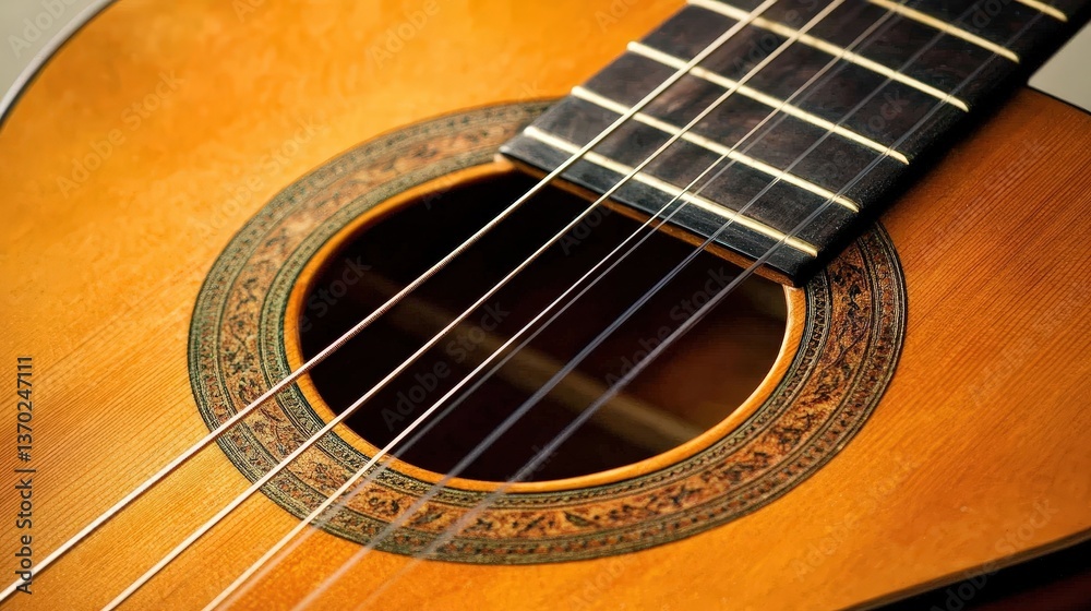 an acoustic guitar with strings vibrating as a musician strums a beautiful melody. an acoustic guitar with strings vibrating as a musician strums a beautiful melody.
