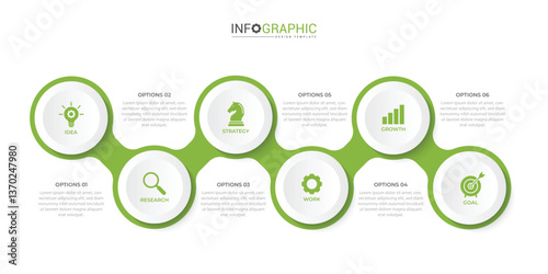 Vector Infographic label design template with icons and 6 options or steps. Can be used for process diagram, presentations, workflow layout, banner, flow chart, info graph.