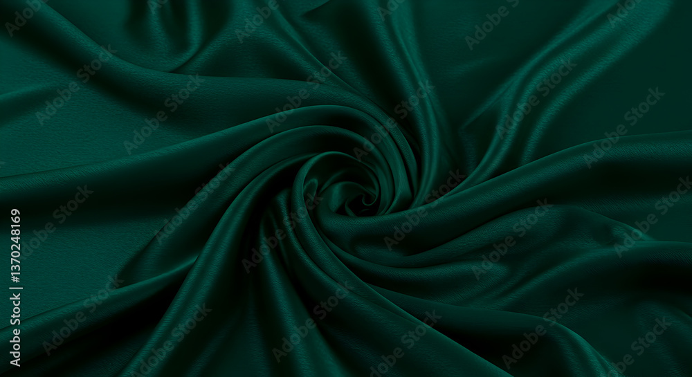 Obraz premium Abstract elegance: swirling emerald green fabric with intricate folds and textures