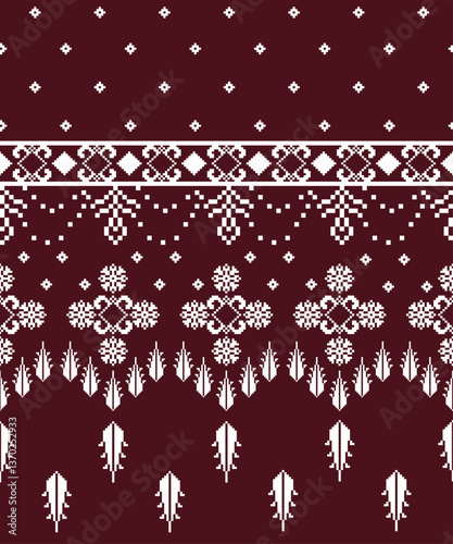 Indian Ikat pattern, Aztec-style abstract. Floral design pattern on green background vector illustration.Ikat ethnic oriental embroidery traditional. Seamless fabric, clothing, print carpet.