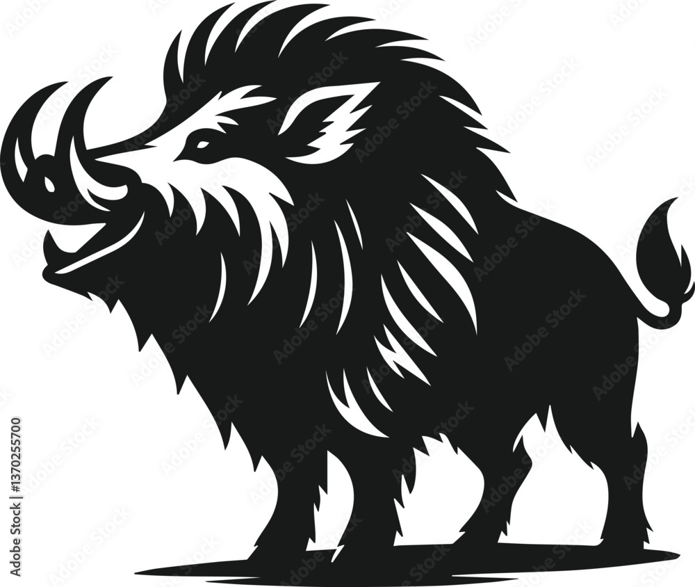 Fototapeta premium Wild boar animal silhouette vector