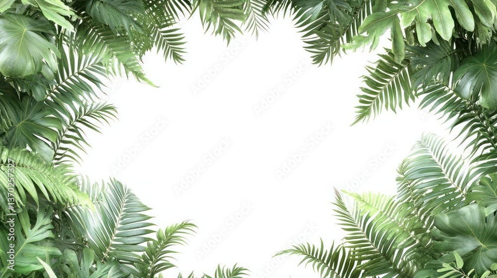 Lush tropical foliage frame Lush tropical foliage frame