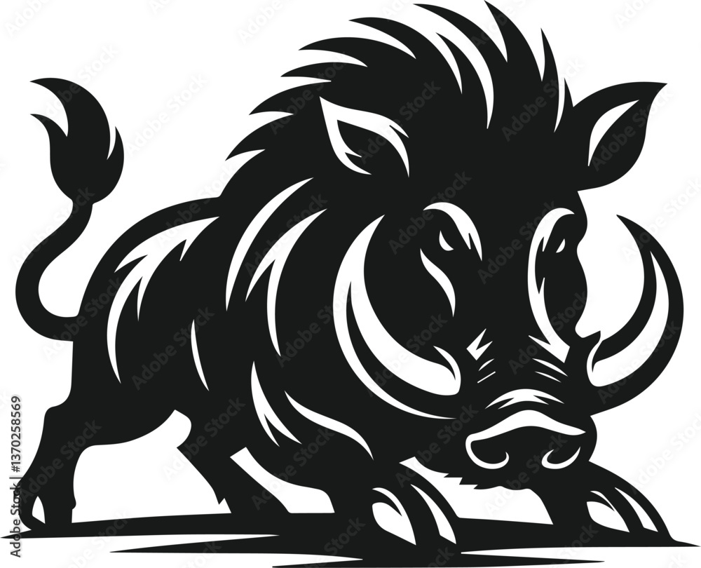 Fototapeta premium Wild boar animal silhouette vector
