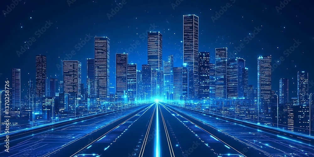 Fototapeta premium Futuristic City Highway Night Vision
