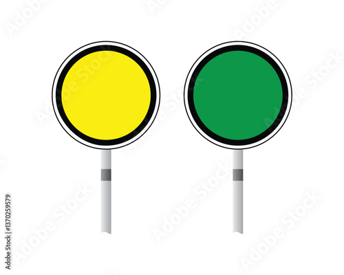 Permanent Speed Reduction Disk, Permanent Railway Signaling Signs, and Railway Track Safety Signs - High Quality Vector Stock Image