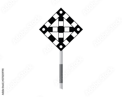 Raise the Knife, Close the Wings (in the Presence of a Single Obstacle) Temporary Railway Signaling Signs, and Railway Track Safety Signs - High Quality Vector Stock Image