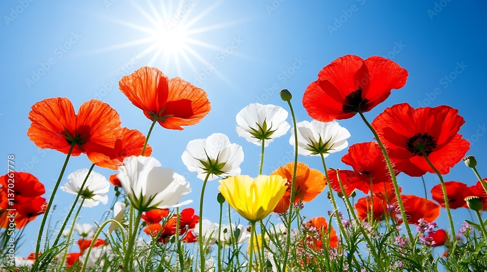 Sunlit field of flowers bathed in golden light creating a warm and inviting natural atmosphere Sunlit field of flowers bathed in golden light creating a warm and inviting natural atmosphere