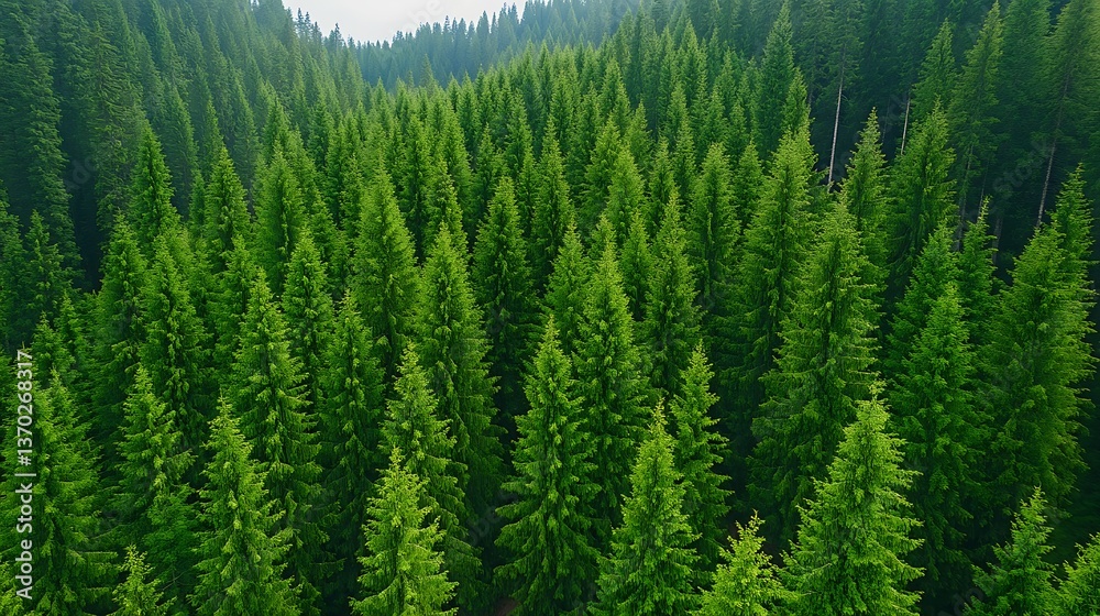 Aerial View of Lush Evergreen Coniferous Forest Aerial View of Lush Evergreen Coniferous Forest