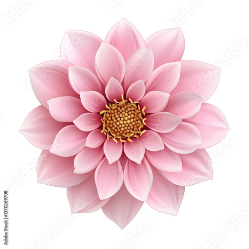 Exquisite Pink Dahlia Flower 3D Render of a Beautiful Blossom, isolated on transparent Background
