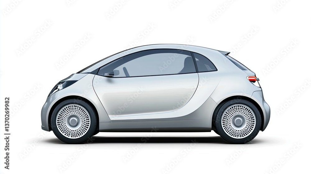 Fototapeta premium Compact Electric Car Side View with Modern Design and Sleek Lines