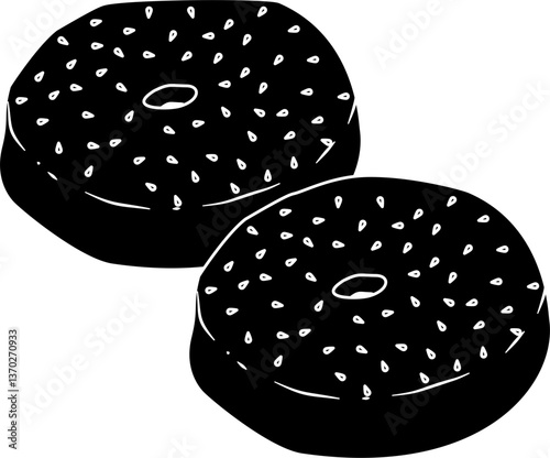 Bagel bread silhouette vector