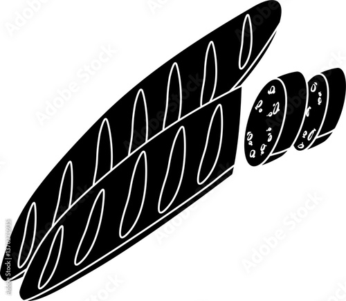Baguette bread silhouette vector