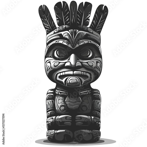Black and white minimalist Native American Totem symbol – perfect for tattoos, logos, and vector designs. Isolated on a white background.


