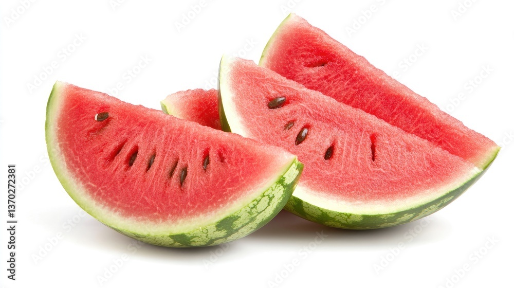 Fresh Watermelon Slices with Juicy Pink Flesh and Green Rind Fresh Watermelon Slices with Juicy Pink Flesh and Green Rind