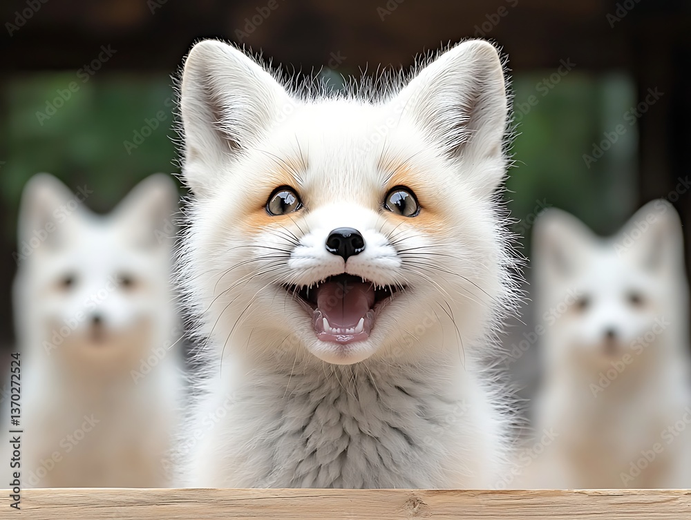 Obraz premium Cute Foxes in Zoo Enclosure