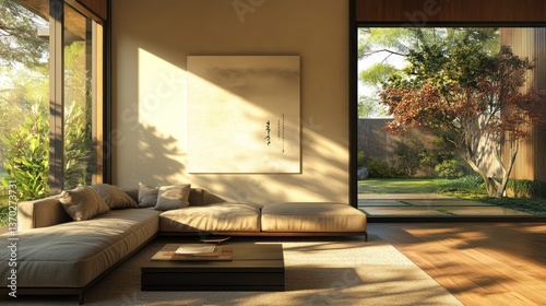 Modern Zen Living Room with Garden View