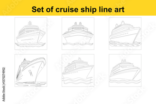 A Minimalist Vector Illustration of a Large Cruise Ship Viewed from the Front, Featuring a Sleek, Contemporary Design