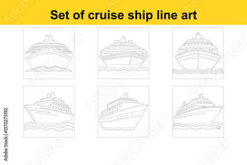 A Minimalist Vector Illustration of a Large Cruise Ship Viewed from the Front, Featuring a Sleek, Contemporary Design