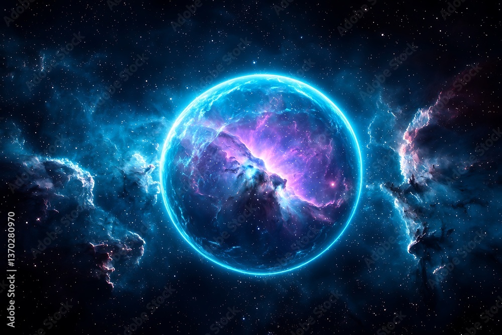 Obraz premium Cosmic Orb Nebula Space Background.