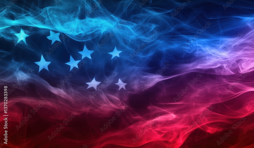 Obraz premium Abstract Smoke Background in American Flag Colors for July 4th Independence Day or Memorial Day Patriotic Banner Design
