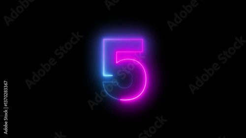 10 to 0, Ten to zero countdown pink and blue glow neon animation running animated numbers 10-0, 10 to 0 second modern digital countdown 4K timer neon light style on a black background.	
