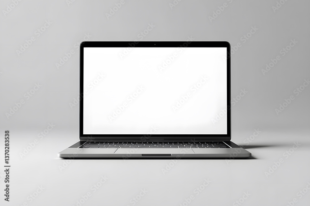 Minimalistic Laptop Mockup with Blank Screen for Digital Design, Branding, and UI/UX Presentation on a Clean White Background Minimalistic Laptop Mockup with Blank Screen for Digital Design, Branding, and UI/UX Presentation on a Clean White Background