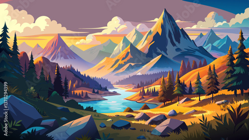 Majestic Landscape Collection: Sunlit Mountains, Serene Forests, and Idyllic Valleys Capturing the Essence of Nature's Beauty in High-Resolution 