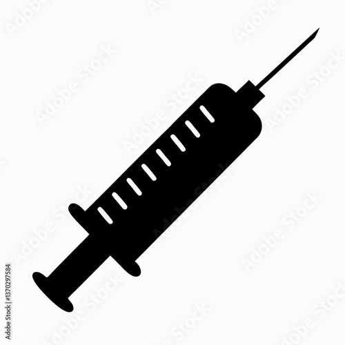 Medical Injection Concept: Syringe Silhouette for Healthcare and Vaccination Campaigns