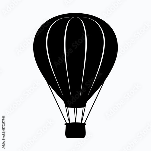 Dreamy Sunset Hot Air Balloon Silhouette Floating in the Sky Vector Illustration