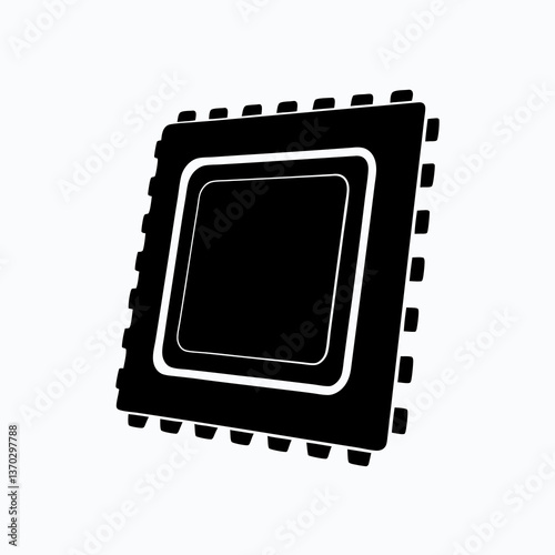 Tech Innovation: Abstract CPU Silhouette Design Element for Technology Concepts
