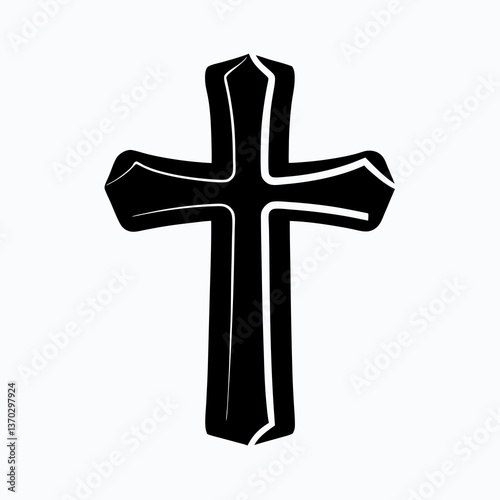 Divine Cross Symbol in Silhouette for Christian Worship and Faith