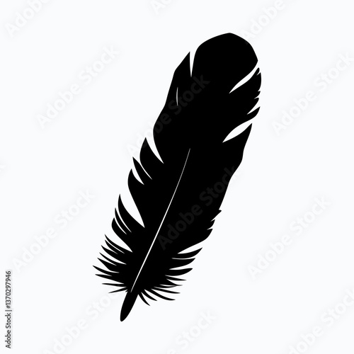 Elegant Feather Quilpan Silhouette in Black and White for Artistic Designs and Crafts