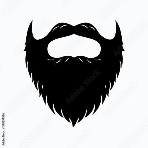 Majestic Beard Silhouette in Black and White for Creative Designs and Projects