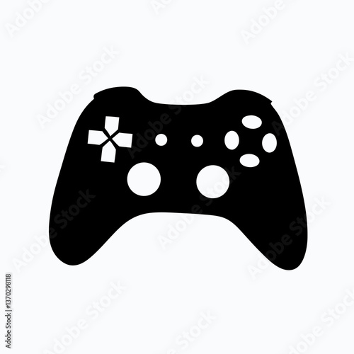 Gamer's Paradise: Retro Video Game Controller Silhouette on White Background