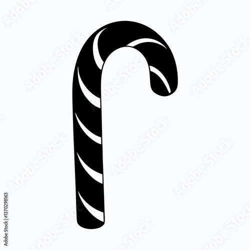 Sweet Holiday Treat: Festive Candy Cane Silhouette Illustration for Christmas Celebrations