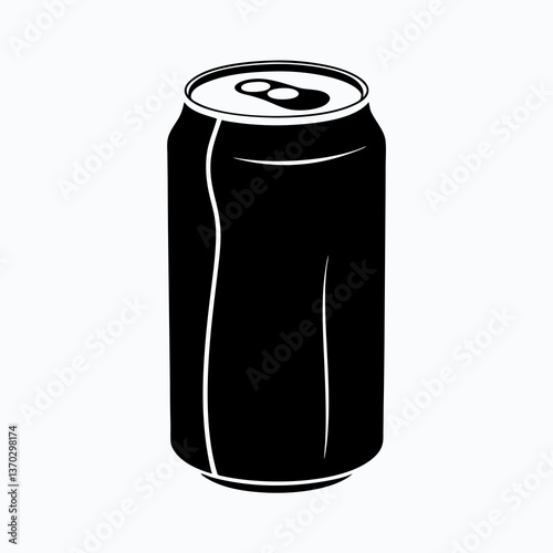 Fizzing Aluminum Can: Refreshing Drink Silhouette in Minimalist Style for Marketing