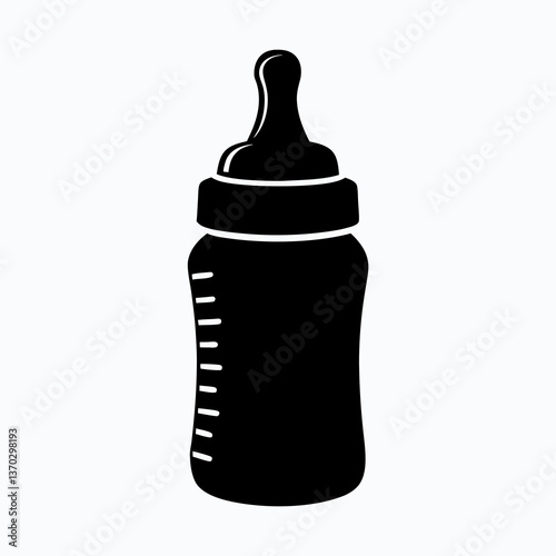 Cute Baby Milk Bottle Silhouette in Minimalist Style for Parenthood Concept Design
