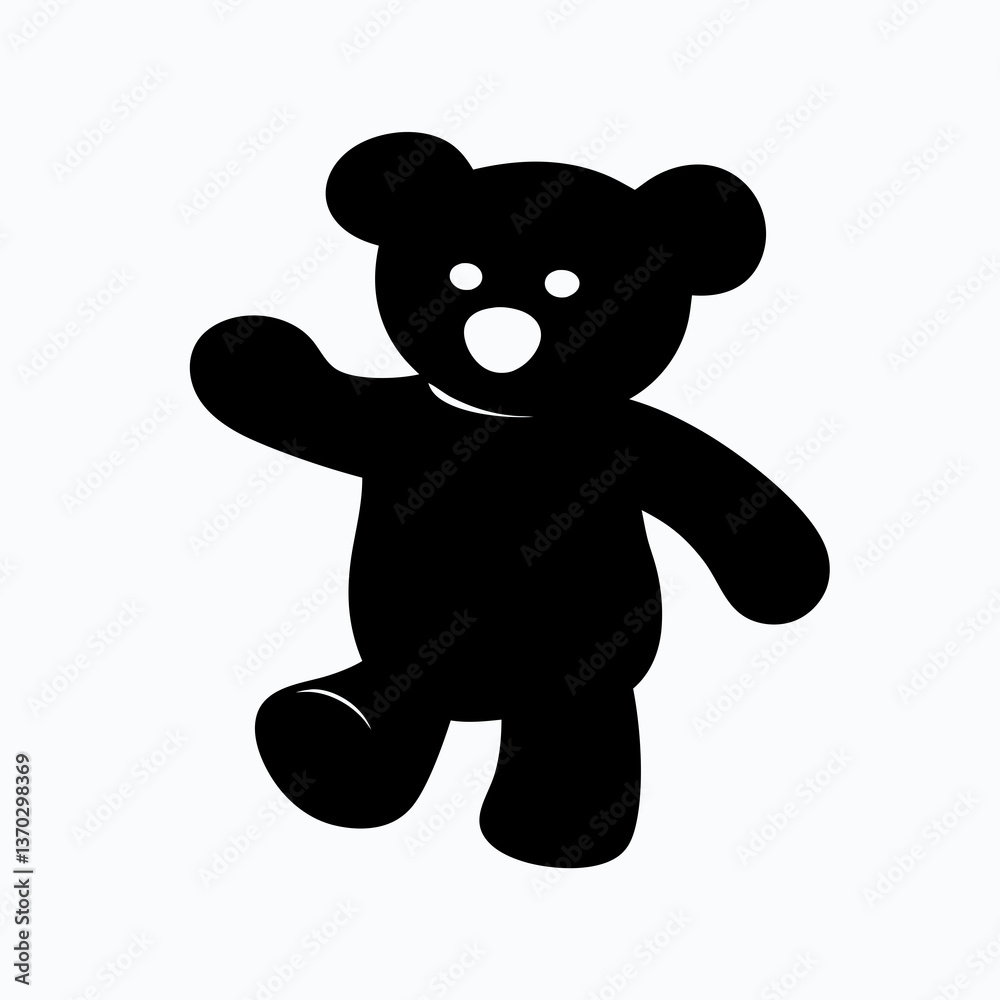 Fototapeta premium Cuddly Teddy Bear Silhouette Embracing Love and Comfort in Monochrome Design for Baby Nursery Decor