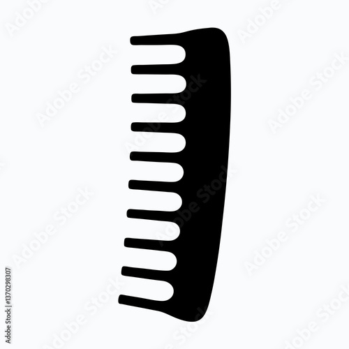 Sleek Plastic Comb Silhouette for Hair Styling and Grooming in Bold Black Design