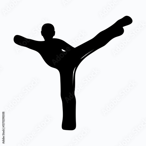 Dynamic Martial Arts Silhouette in Action for Fitness and Self-Defense Training