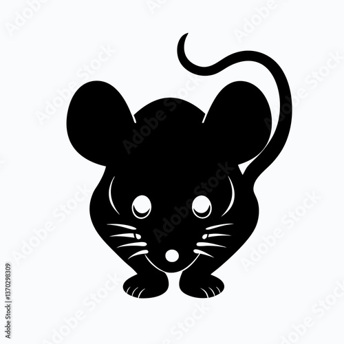 Whimsical Mouse Silhouette in Enchanted Forest Illustration