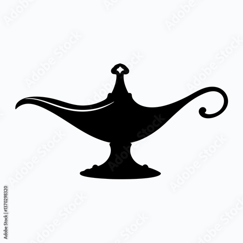 Enchanting magic lamp silhouette casting mystical shadows, genie concept art