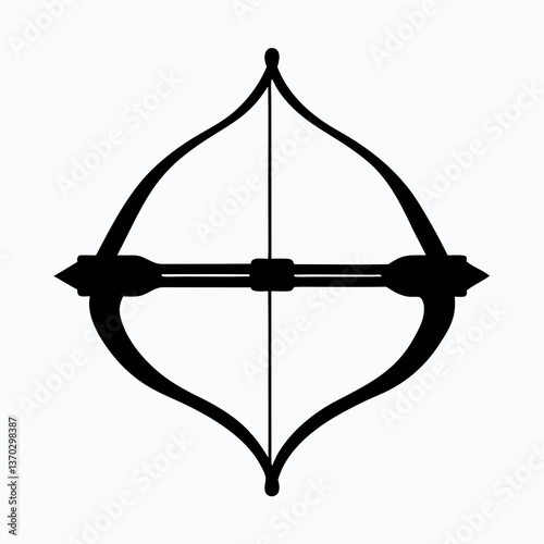 Mystical Long Bow and Arrow Silhouette in Moonlight for Fantasy and Adventure