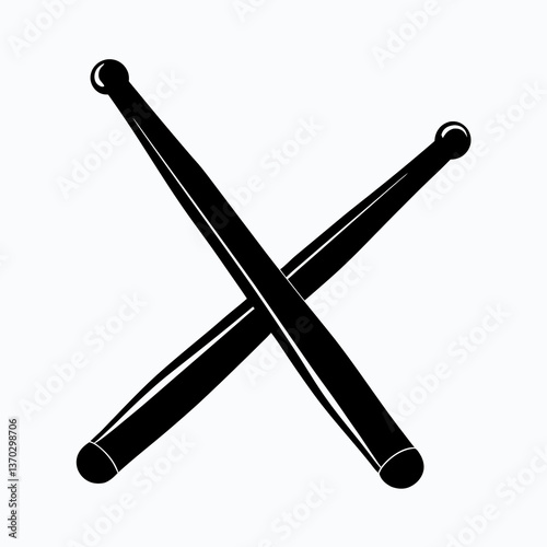 Rhythmic Drumstick Silhouette Music Instrument Band Beat Performance Illustration Design Concept