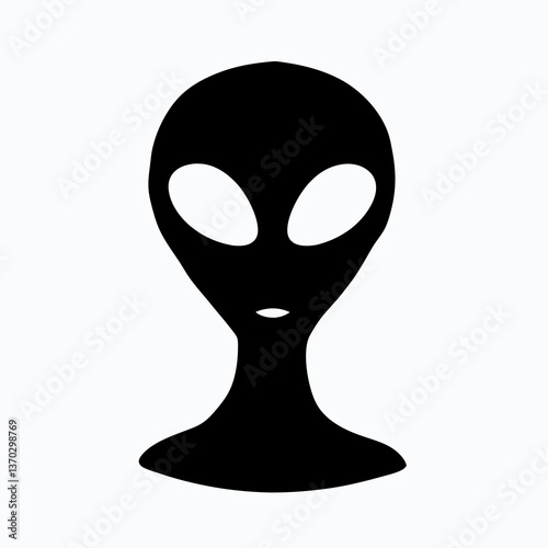 Extraterrestrial Being: Eerie Alien Face Silhouette in Dark Space
