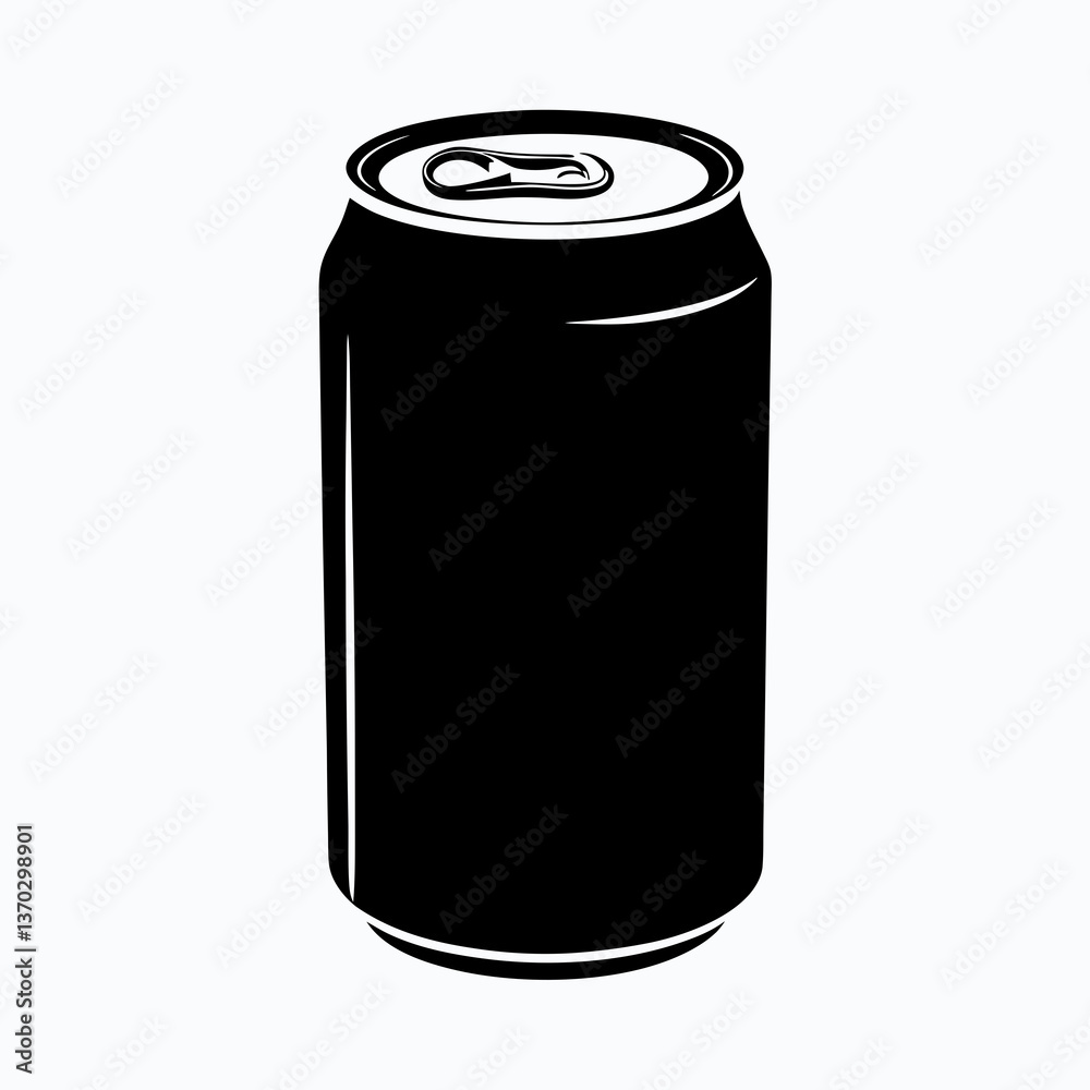 Fizzing Refreshment: Aluminum Soda Can Silhouette Vector Illustration Fizzing Refreshment: Aluminum Soda Can Silhouette Vector Illustration